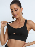 Peep Hole Sports Bra - Black - Small