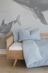 Blue Checked Washed Cotton Duvet Cover - Queen