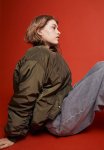 Oversized Bomber Jacket - Dark Khaki Green