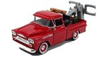 Motormax – 1:24 1958 Chevy Apache Fleetside Pickup Tow Truck – Red