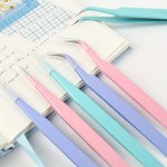 2 6PCS Scrapbook Tweezers Colorful Sticker Washi Tape Precision Tweezers For Journal Album School Office Supplies Stationery Met