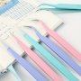 2/6PCS Scrapbook Tweezers Colorful Sticker Washi Tape Precision Tweezers For Journal Album School Office Supplies Stationery Metal Cutting Dies Stencil For Greeting Card Decoration