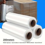 1 Roll 200 Meters Pe Transparent Stretch Film Width 2.36INCH 3.15INCH 3.94INCH 5.9INCH Protection For Takeout Packaging Industri