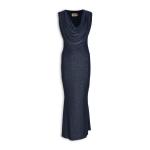 Navy Shimmer Cowl Dress