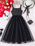 Charming Sequins High Waist Gown Dress For Teen Girls A-line Party Dresses For Holiday Summer Going Out