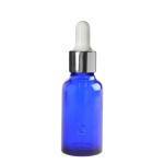20ML Blue Glass Aromatherapy Bottle With Pipette - White & Silver Collar 18 69