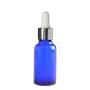 20ML Blue Glass Aromatherapy Bottle With Pipette - White & Silver Collar 18/69