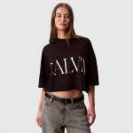 Calvin Klein Cropped Graphic T-Shirt Blk - XL Black