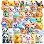 50PCS 3D Animal Cute Cartoon Stickers Stickers Creative Hand Account Notebook Decorative Stickers Computer Decals Waterproof Sti