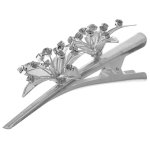 Bridal Hair Clip Ornament Floral Silver Diamante Each