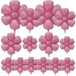 Tedercle 14PCS Pink Daisy Aluminum Balloons 3 Sizes For Birthday Decorations Unisex All Ages