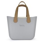 Fenn Original Collection Grey Beige Inner Silver Zip Light Tan Woven Handle - Ys Travel Bags