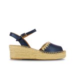 Woven Ankle Strap Wedge -navy