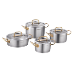 8 Piece Proline Cookware Set With Gold Handles