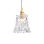 Vintage Vicky Pendant Light Cut Glass And Satin Gold
