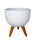 Rustic Round Japi Planter Cache Pot With Stand JVRD33 - One Size 330MM Width X 550MM Height / Off-white