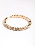 Goldair Gold Round Diamante Open Wrist Cuff