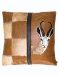 LS-AFS003 Full Grain Leather With Check Springbok Hide Cushion Cover