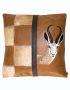 LS-AFS003 Full Grain Leather With Check Springbok Hide Cushion Cover