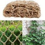 Khaki Rattan And Wicker Mesh Netting For Garden - Retro Decorative Hemp Rope Safety Net For Outdoor Climbing Ceiling Hanging Sta