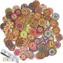 200 Pack Wooden Sewing Buttons Mixed Colors Coconut Shell & Measuring Tape