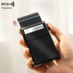 Minimalist Wallet For Men - Rfid Blocking Card Wallet For Men - Card Holder - Slim Front Pocket Automatic Pop Up Wallet With Mon