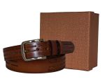 Fino 50660 Genuine Leather Mens Quote Design Buckle Belt With Box