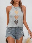 Gradient Heart Print Halter Top Elegant Sleeveless Top For Summer & Spring Women's Clothing