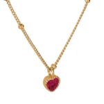Elegant Sterling Silver Heart Pendant Necklace With Crystal Charm - Gold