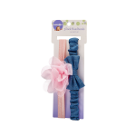 Flower And Bow Headband 2 Pack - Denim And Pink