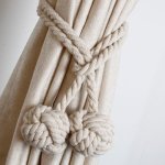 CK12 4 Pcs Curtain Buckle Free Installation Cotton Roll Hanging Ball Curtain Strap Beige