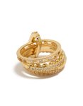 Goldair Gold Plated Cubic Zirconia Interlinked Stacked Ring - M l