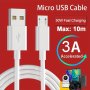 Max 10M USB Micro Cable 3A Fast Charging Data Cable For Samsung Oppo Vivo Huawei Honor Xiaomi Security Surveillance Wifi Camera Power Charging Extension