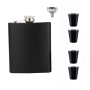 Multifunction 9OZ Stainless Steel Hip Flask Funnel & 4 Cups - Black