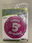 Pink Number 5 Foil Balloon