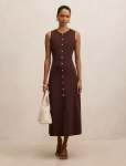 Lucienne Petite Fit And Flare Midi Dress - 16 Chocolate