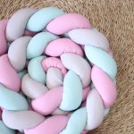 Cot Bumper Braided 3 Strand Purple Grey And Turquoise