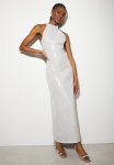 Halter Sequin Column Maxi Dress - Metallic Grey