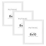Puthiac 8X10 Solid Oak Wood Picture Frame Fits 6X8 With Mat Or 8X10 Without Mat Wall Or Tabletop Display With Stand Vertical Or