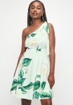Asymmetric Fit & Flare MINI Dress - Watercolour Paint Stroke Aop