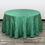 Your Chair Covers - 120 Inch Round Crinkle Taffeta Tablecloth - Hunter Green Crushed Shiny Dining Table Cloth For Wedding Party