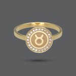 Zodiac Gold Diamond Signet Ring