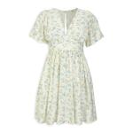 Blue Flower Flutter Sleeve MINI Dress
