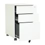 Steel 3 Drawer Side Handle Mobile Pedestal Filing Cabinet Locker - White