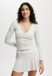 Cotton On Waffle Sleep Long Sleeve Top - Light Grey Marle