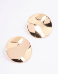 Goldair Gold Morphed Disc Stud Earrings