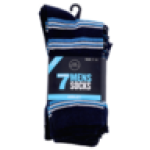 Basics Anklet Navy Printed Mens Socks 7 Pack Size 7-11