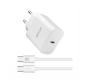 Astrum Pro PD20 3A Pd 20W Usb-c Quick Travel Wall Charger + Usb-c Cable White