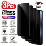 Haofate 3-PACK Privacy Tempered Glass Screen Protector For Iphone 15 Promax 14 13 12 11 XS Max Xr - Anti-spy Glossy Scratch-resi