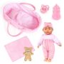 Dolls Toy Set Pink/white With Accessories 28CM Tall